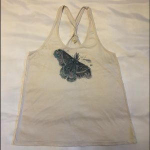 aerie Off-White Racerback Graphic Tank XL